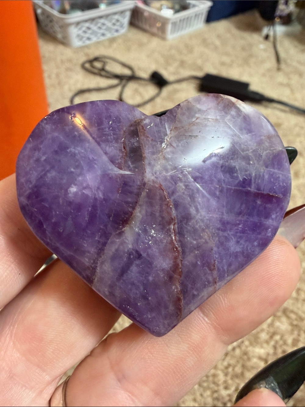 Chevron amethyst Purple Heart Crystal NWT